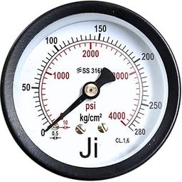 "Ji" Japsin Instrumentation Commercial Pressure Gauge, 2 1/2" Dial, Range 0-280 Kg/Cm² with dual scale of 4000 PSI, Direct Mounting Back Entry, 1/4" BSP Connection, MS Case & Brass Internals-17