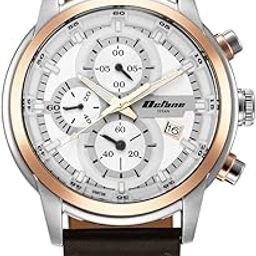 Octane Quartz Chronograph with Date Silver Dial Brown Leather Strap Watch for Men - NT90086KL02-36