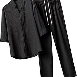 BNF®Men's Summer Suits Casual Clothes Loose Pant 3/4 Sleeve Suit Beach 2XL Black|Clothing Shoes & Accessories | Mens Clothing | Suits|1 Men's 2 Pieces Shirt Set-picture-36