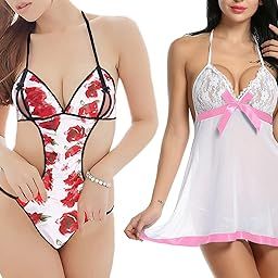 Combo of Women's Teddy Lingerie and Lace Babydoll Lingerie-picture-20