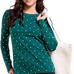 enamor Slip On Full Sleeve Crew Neck Lounge Tshirt for Women - Slim Fit, Soft & Naturally Breathable Stretch Cotton - E257-picture-14