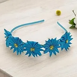 gadinfashion ™ Flower Hair Band For Baby Girls/Flower Head Band,Bridal Hair Band For Women Pack-01, Color-Sky Blue-picture-40