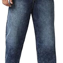 Men's Loose Baggy Fit Washed Jeans Non-Stretchable-image-40