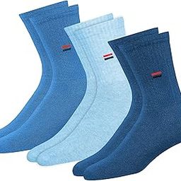 Men's Crew Length Cushion Cotton Socks (Pack of 3) (Denim Blue) Free Size-image-6