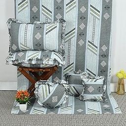 Luxurious Glace Cotton Home Bedding Set | 6 Piece with Frilly Pillowcases and Filled/Frilly Cushions | 6 Piece Bedsheet Set | Complete Bedding Sets-image-80