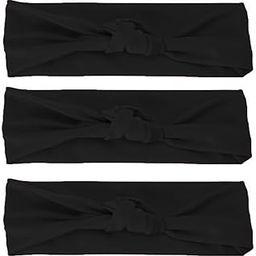 Glamyou Adjustable Elastic Headband for Women and Girls,Kids,Gym,Facial,Makeup,Yoga,Cleaning,Sports,Spa,Exercise Workout,Running Daily Use Headband Pack of 3 ((Black))-image-1