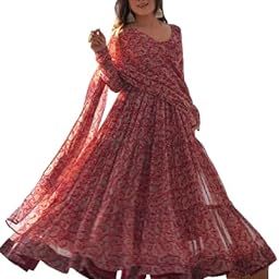 Design a new kalamkari print full falir anarkali with pant and dupatta set for women ready to wear-15