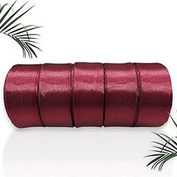 Craft Satin Ribbon 1 inch Roll Set for Gift Packing DIY Craft Hair Bow Flower Making Christmas Tree Decoration, Birthday Decoration, 1 inch 10 Meter Long (aprx) - Pack of 5 (Maroon)-image-30