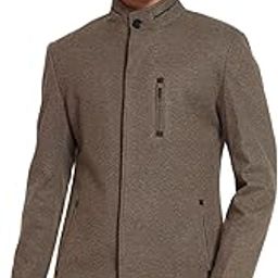 Long Wool Coat with Ban Collar - Regular Fit Wool Blend Blazer, Hidden Six Button Fastening & Zipper Pockets-picture-13