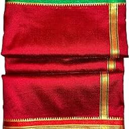 Men's Traditional Panchakacham Polyester Dhoti Set with Silk Zari Border, 4 Meter Dhoti & 2 Meter Dupatta | Mundu/Veshti/Lungies Dhoti For Men for Pooja Temple & Special Occasion-picture-51