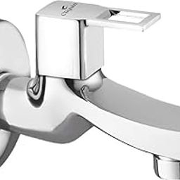 Cliquin Speed Bib Cock Tap | Wall Mounted Brass Faucet with Chrome Finish | Bathroom & Kitchen Use (Square Cut)-image-92