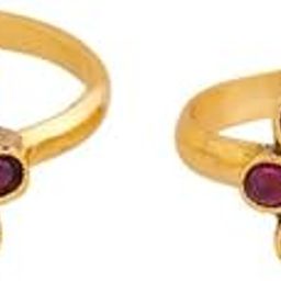 Ruby-Green Gold Plated Casual Antique Toe Ring - 411476-image-36
