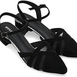 by Regal Women Close Toe Suede N Mesh Ankle Strap Pumps-image-22