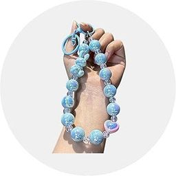 KC Keychain Phone Wrist Strap Pearl Beaded Mobile Phone Charm Hanging Bracelet Rabbit Lanyard for Phone, Purse, Camera, Bags, Case Cover For Girls Women Blue-11