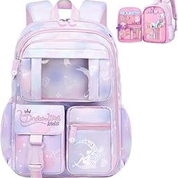 School Bag for Girls Kids 7-12 Years Old Cute Cartoon School Bags Waterproof Backpack Bag Durable Burden Bags Christmas Children's Day Birthday Gift for Girls, Kids-picture-55