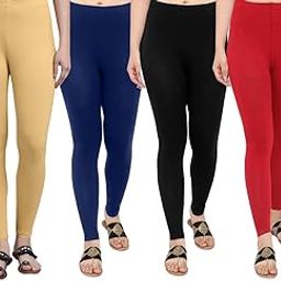 Cotton Lycra Chudithar Leggings for Women's_Combo Pack of 4_Beige,Navy Blue,Black,Red_(Size-L)-picture-4