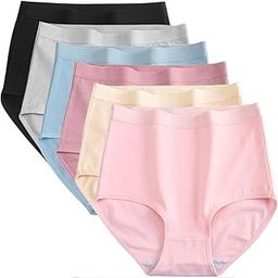 High Waisted Cotton Underwear for Women, Cotton Stretch Briefs for Ladies Full Coverage (6 Pieces)-image-28
