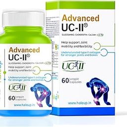 Advanced UC-II Interhealth USA ,Undenaturated Natural Type 2 Collagen,Glucosamine,Chondroitin And Calcium |Improves - Bones Strength,Joints & Promote Healthy Skin - 60 Veg Capsules (Pack Of 1)-12