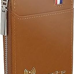 Imported RFID PU Leather 9 Slot Vertical Credit Debit Card Holder Money Wallet Zipper Coin Purse for Men Women (Brown - 11.5 x 2 x 8 Cm)-image-15