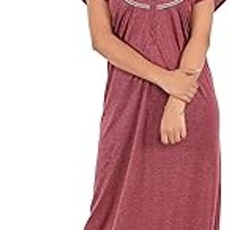 Women's Half Sleeve Embroided Hosiery Cotton Nighty/Maxi/Nightgown/Nightwear WSR_56_59-image-10