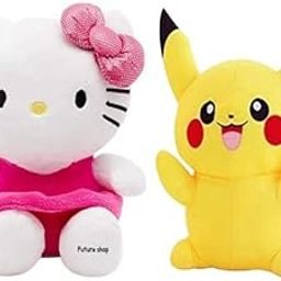 Future Shop Soft Toy Stuffed Kids Edition Toy Cat & Pikaachhu White & Yellow Pack of 2-image-90