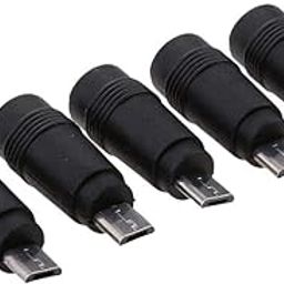 EN-VOLANT 5pcs Micro USB 5 Pin Male to 5.5 x 2.1mm Female DC Power Charger Adapter-1