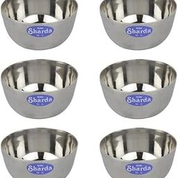 Sharda Metals Stainless Steel Bowl, Katori Set of 6 for Curry, Dal, Dessert, Soup, Vegetable & Pudding Serving Set, Apple Bowls, Wati, Vati - 150 ml Each-image-0