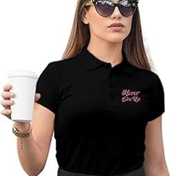 Women's Polo T-Shirt | Cotton Rich | Globally Certified Fabric | Wrinkle-Resistant | Colors Dont Fade | Regular Fit | Never Give Up Design-image-95