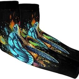 Neon Turtle Men's and Women's Sunscreen Sleeves Turtle Print Compression Arm Sleeves - UV, Tattoo Coverage-image-97