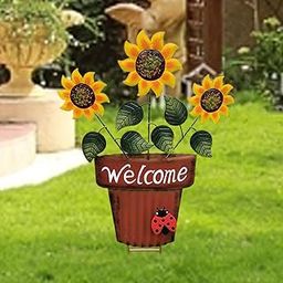 THE STYLE SUTRA Flower Pot Garden Stake 2D Decor Decoration for Landscape Backyard Courtyard Red-picture-3