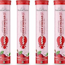 NutraChoice Apple Cider Vinegar 60 Effervescent Tablet (Pack of 4) with mother for weight loss, with Vit B6, B12 & Pomegranate Extract, Weight management & Gut Health-0