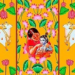 Brukinsa Yashoda MATA with Lord Krishna Backdrop Decoration Taiwan Cloth for All Festivals/House Hold Functions/Pooja/Traditional Ceremonies-PO1 (T_C_22052061_Multicolor_Size:- 5 Ft X 8 Ft)-picture-19