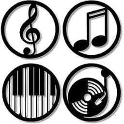 Shree krishna handicrafts Black MDF Laser Cut Music Wall Art Circle Labels Poster Collage for Living Room, Bedroom, Office Decoration | Modern Home Decor Frame Cutout Wood Mounted Hanging Decoration (12 x 12 inch)-13