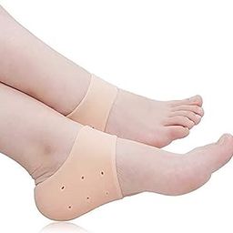 R A Products Silicone Gel Heel Pad Socks for Pain Relief for Men and Women, Original Gel Heel Protectors Heel Guards Heel Spur Relief Heel Booties, 1 Pair (Beige, Free Size)-7