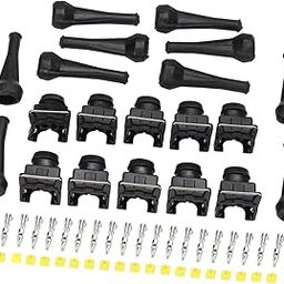 UJEAVETTE 10 Pieces Fuel Injector Connector EV1 EV14 Easy to Install 2 Pin Connector-6