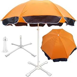RAINPOPSON Garden Umbrella with Stand 7ft Outdoor Big size for Hotel,Shop,Restudent Patio Garden Umbrella (Orange)-image-3