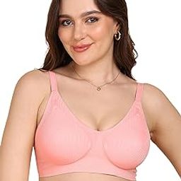 Seamless Bonded Cotton Feel Invisi-Fit | Padded Wire-Free Full Coverage Bra | Cotton Lycra Fabric | Adjustable Straps | Hook and Eye Closure | Casual Everyday Wear-image-44