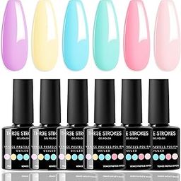 THR3E STROKES Gel Nail Polish Set Gel Polish Orange Hot Pink Blue Yellow Green Purple Vibrant Spring Summer Gel Polish 7ML (UV/LED LIGHT REQUIRED) (VENICE PASTELS (VP22), 7.5ML)-3