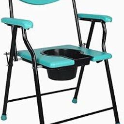 Apex Surgical Folding Elderly Disabled Man And Pregnant Woman Stainless Steel Shower And Bathing Room Mobile Commode Chair With Toilet Seat | Toliet Stool Anti-Skid (100 Kg Capacity)-22
