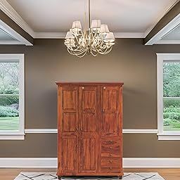 Suryavanshi Sheesham Wood 3 Door & 5 Drawers Wardrobe Teak Finish | Wardrobe Wooden, Almirah, Cupboard, Wooden Wardrobe, Almari-image-48