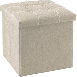DR Mall Linen Home Foldable Large Storage Ottoman Cube, Bench Footrest Step Stool Storage Ottoman Bench for footrest Stool Coffee, Living Room, Laundry, Table and Seating Ottoman (38X38X38, Beige)-image-98