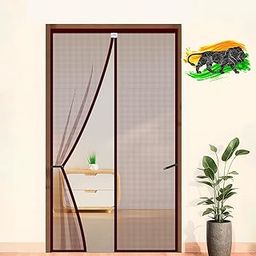 LifeKrafts Polyester Magnetic Mosquito Net for Door | Mosquito Curtain for All Door Types & Sizes | Auto-Closing Insect Screen to Keep Mosquito Out (200x100 cm, Brown)-98