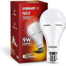 Eveready 9W Emergency Inverter LED Bulb, Cool Day Light (6500K), Rechargeable Bulb with 3 Hours Backup, Ideal for Powercuts, Energy Efficient, B22 Base, Pack of 1-4