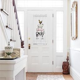 Roses Garden Door Curtain for Door Window, Milk Cow Pig Sheep Chicken Farmhouse Animal Pattern Rod Pocket French Door Panel Drapes, Sidelight Curtain with Tieback for Glass Doors Patio, 25x40 Inch-image-41