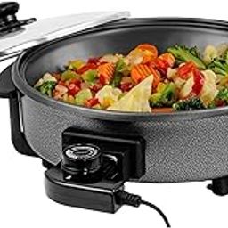 SKYTONE Electric Skillet and Frying Pan, 12 Inch Round Cooker with Nonstick Coating, 1500W Power, Adjustable Temperature Control, Tempered Glass Lid with Vent and Cool Touch Handles (Tableware)-image-11