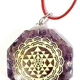 MADHAV CRYSTAL MADHAV CRYSTAL Shri Yantra Pendant With Amethyst Crystal Chips With Orgonite Shree Laxmi Ji Pendant Women Men Handmade Pendant-image-8
