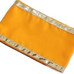 Traditional Festive Pooja Mata Chundari Prayer Shawls Soft Material Uparna Gift and Award for Events, Functions - Yellow-41