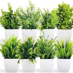 WYTE ORIGIN Artificial Potted Plants Green Artificial Plastic Eucalyptus Plants Small Indoor Potted Houseplants Small Faux Plants for Home Decor Bathroom Office Farmhouse. (Set-8)-27