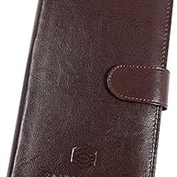 Vegan Leather Passport Holder | Unisex Passport Holder | Travel Document Organiser | Passport Wallet with 4 Passport Slots, 8 Card Holder Slots, Zip Pocket, Snap Button Closure, Brown-image-67
