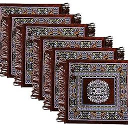 Kuber Industries Pack of 6 Velvet Prayer Rectangular Mat|Square Shape & Soft Velvet Material|Meditation Mat|Multipurpose Velvet Rug Mat|Size 60 X 60 Cm|(Brown)-41
